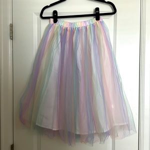 Unique Vintage Magnolia Park pastel rainbow tulle full skirt size Med NWT